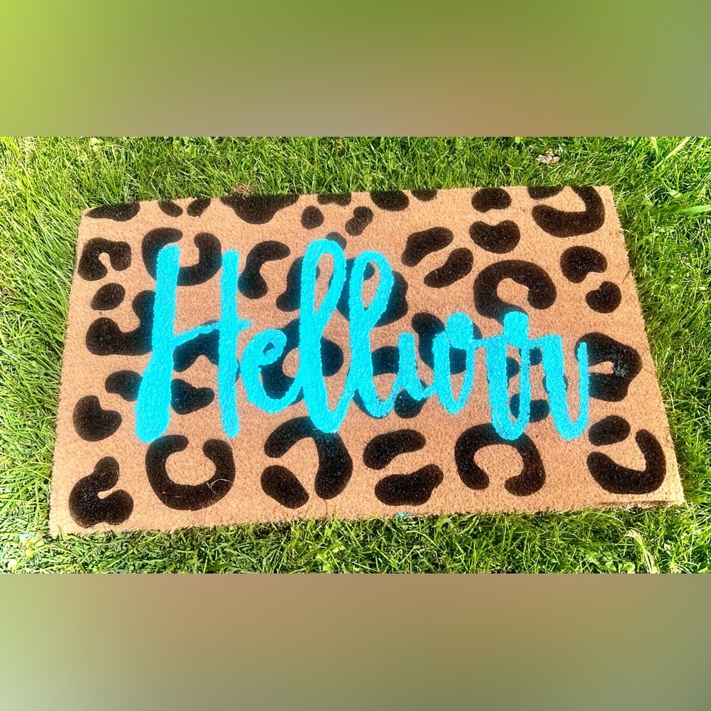 Custom doormat bright blue